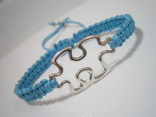 "Puzzle" náramek - tyrkysový (macramé) — foto 2