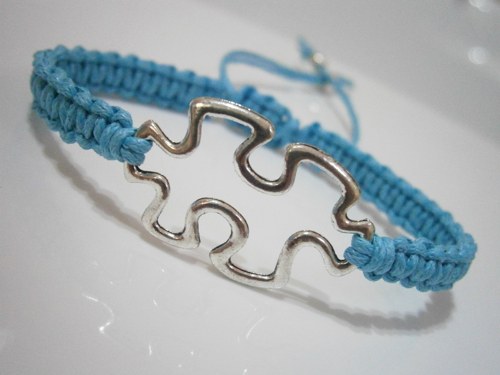 "Puzzle" náramek - tyrkysový (macramé) — foto 3