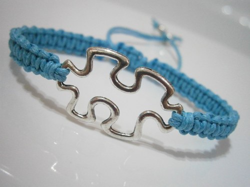 "Puzzle" náramek - tyrkysový (macramé) — foto 4