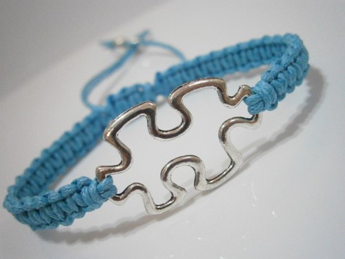 "Puzzle" náramek - tyrkysový (macramé) — foto 5