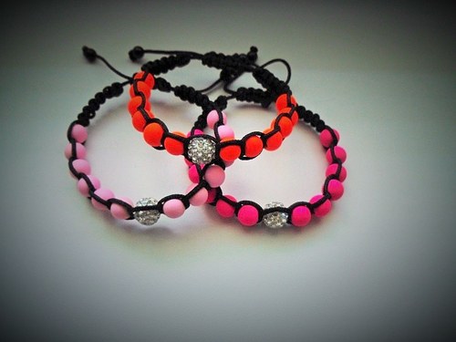 Shamballa náramek neonový + swarovsky — foto 2