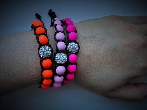 Shamballa náramek neonový + swarovsky — foto 3