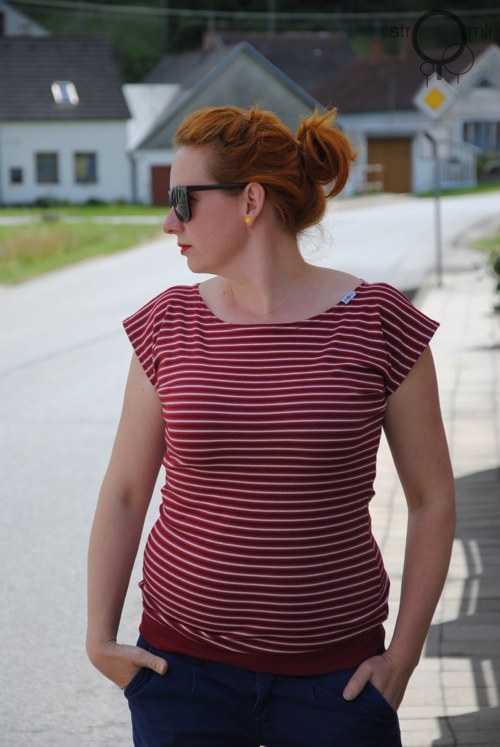 Vínové pruhované, vel. L — foto 2