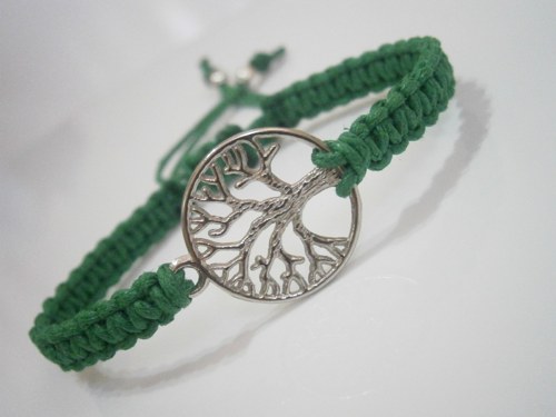 "Strom života" náramek - zelený (macramé) — foto 2