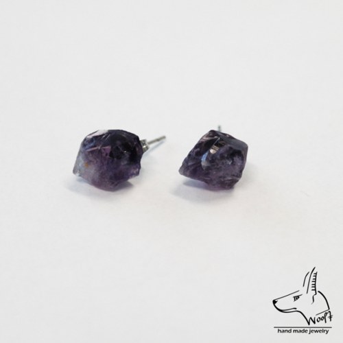 Ametystové náušničky - raw crystal — foto 2
