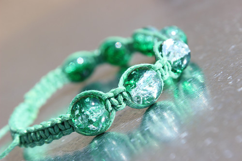 Miss green.. Náramek macrame/shamballa — foto 6