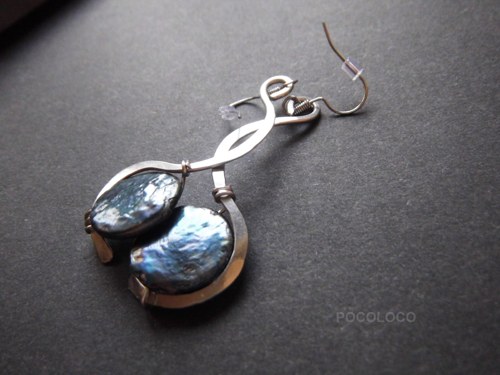 Pendientes de perlas negras en acero inoxidable — foto 5