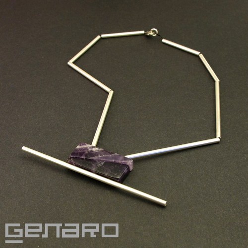 Stříbrný Geometrický S Ametysty — foto 4