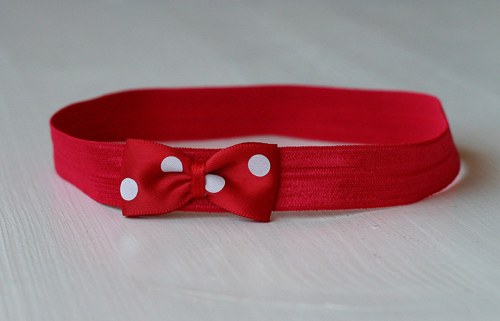 Čelenka pro newborn- červená s puntíky — foto 3