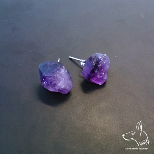 Ametystové náušničky - raw crystal — foto 2