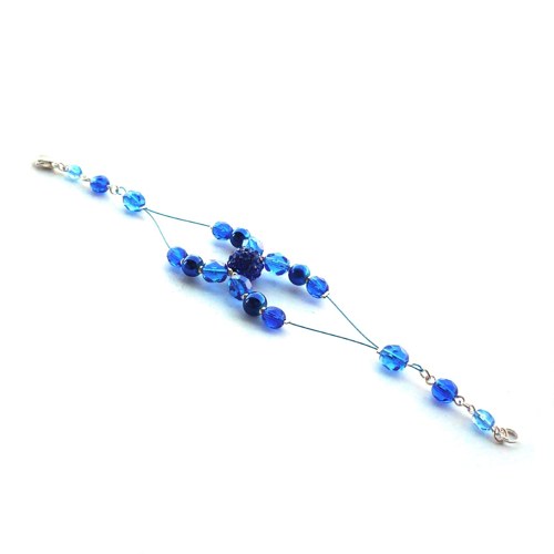 Modrý třpytivý perličkový náramek — foto 4