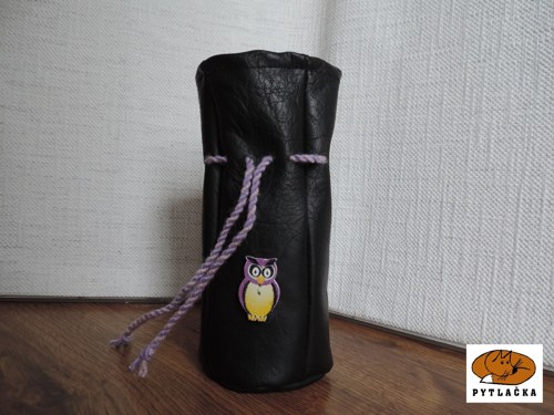 Černý měšec - koženkový se sovičkou — foto 3