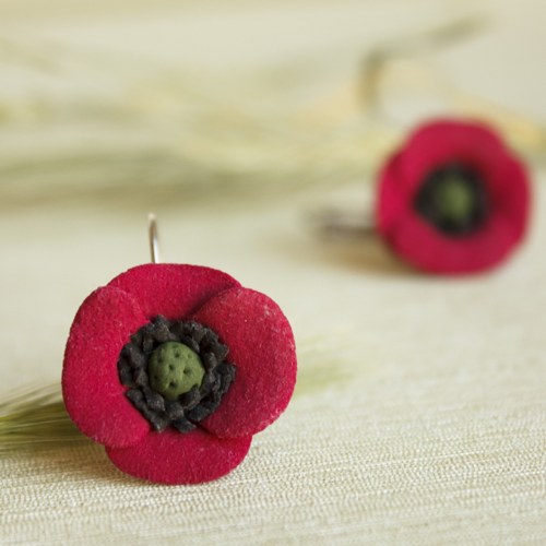 Vlčí mák 2cm - náušnice — foto 2