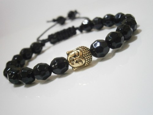 Černý náramek s buddhou (macramé) - Unisex — foto 2