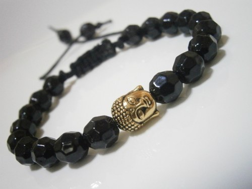 Černý náramek s buddhou (macramé) - Unisex — foto 4