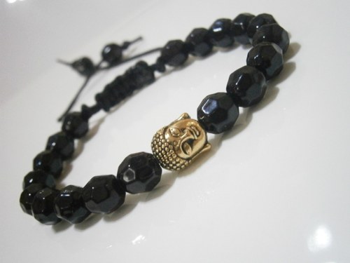 Černý náramek s buddhou (macramé) - Unisex — foto 5