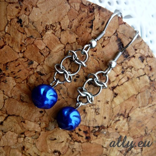 Náušnice Chainmaille modré — foto 2