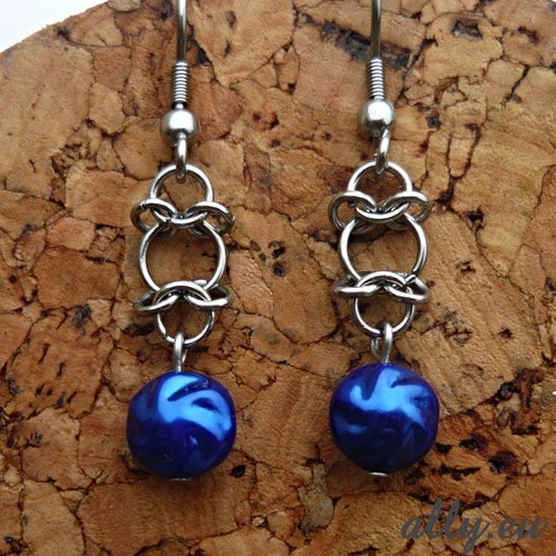 Náušnice Chainmaille modré — foto 3