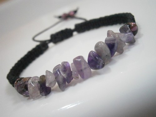 "Ametyst" náramek z minerálů (macramé) — foto 2