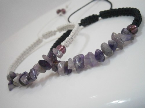 "Ametyst" náramek z minerálů (macramé) — foto 4