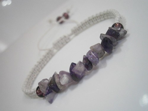 "Ametyst" náramek z minerálů (macramé) — foto 3