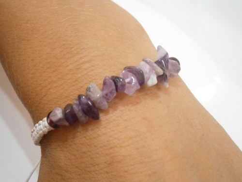"Ametyst" náramek z minerálů (macramé) — foto 5
