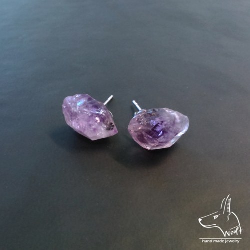 Ametystové náušničky - raw crystal — foto 2