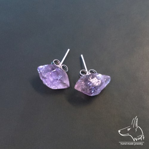 Ametystové náušničky - raw crystal — foto 3