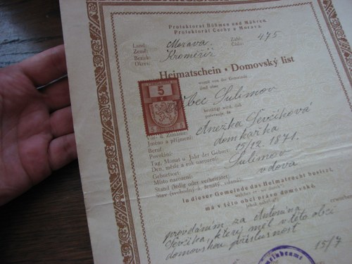 Domovský list, dokument z roku 1942 — foto 3