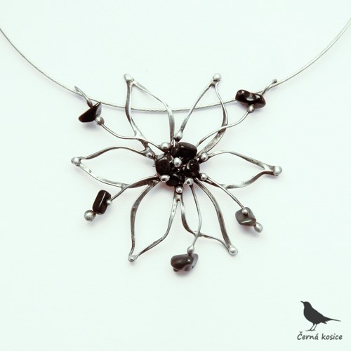 Ďábelská orchidej (Obsidián) - náhrdelník — foto 2
