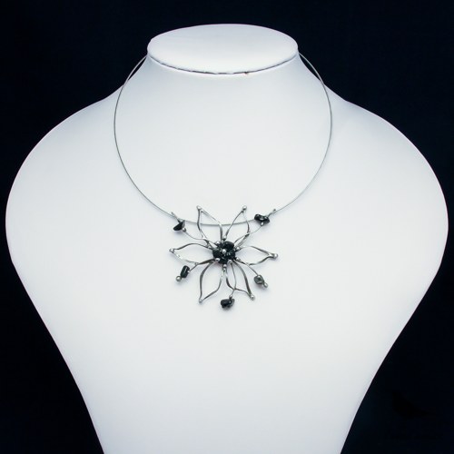 Ďábelská orchidej (Obsidián) - náhrdelník — foto 3