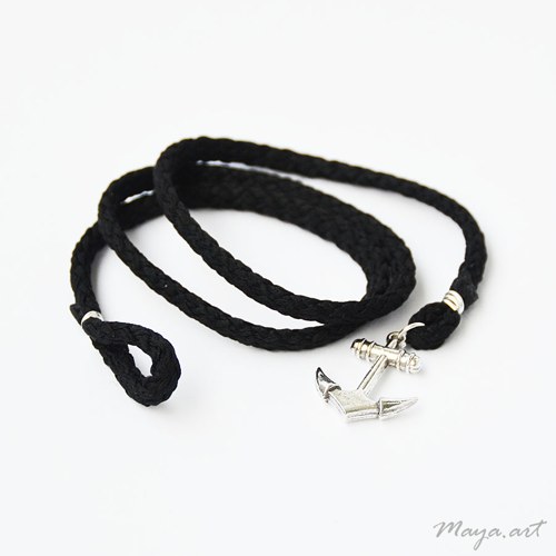 Černý náramek "SIMPLE BRACELET" s kotvou — foto 2