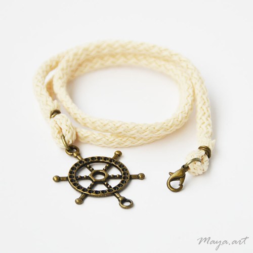 Béžový náramek "SIMPLE BRACELET" s kormidlem — foto 2