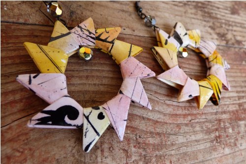 Origami náušnice kruhy - jemné — foto 4