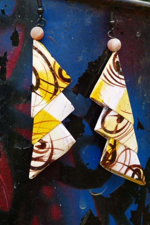 Origami náušnice Čmárané — foto 3