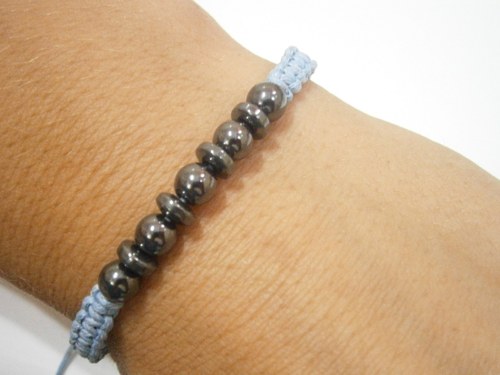 Náramek s Hematitem - modrý (macramé) — foto 6