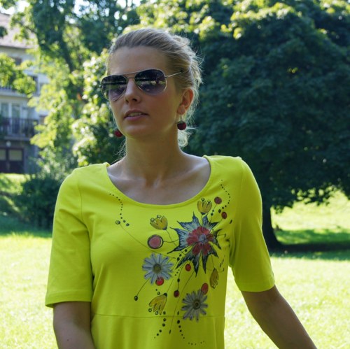 Malované letní šatky limetkové — foto 4