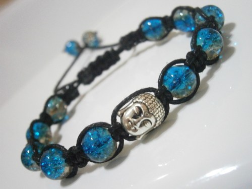 Modročerný náramek s Buddhou - Unisex (macramé) — foto 2