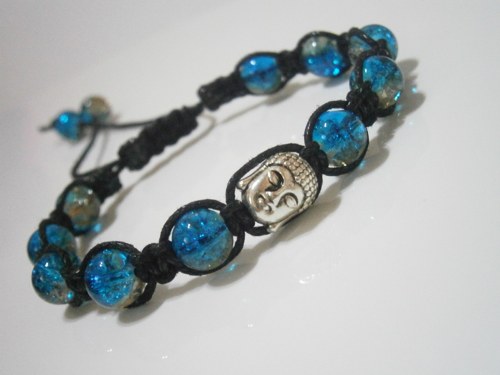 Modročerný náramek s Buddhou - Unisex (macramé) — foto 3