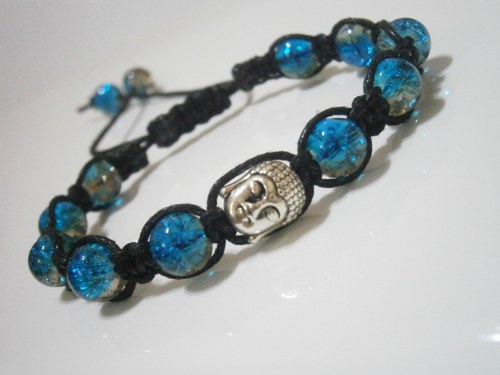 Modročerný náramek s Buddhou - Unisex (macramé) — foto 4