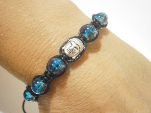 Modročerný náramek s Buddhou - Unisex (macramé) — foto 6