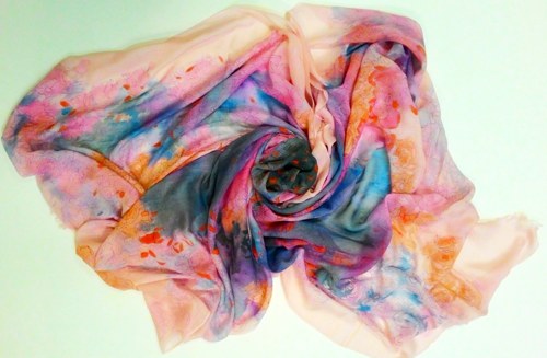 Ručně malovaná šála "Tea Rose" — foto 2