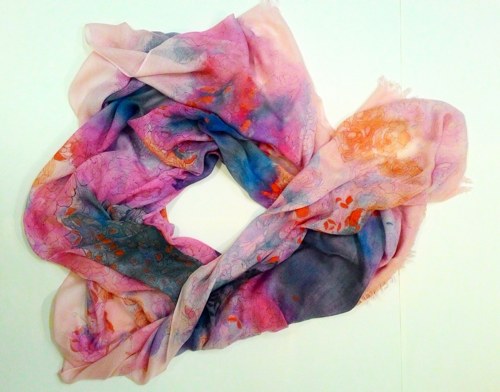 Ručně malovaná šála "Tea Rose" — foto 3