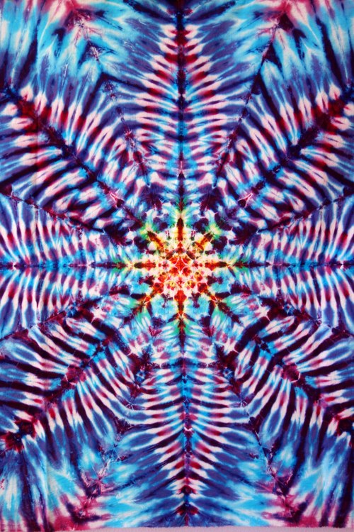 Modrá mandala - batikovaná tapiserie — foto 2