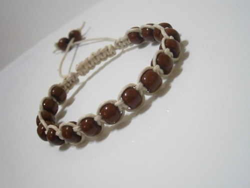 Hnědo-béžový náramek (macramé) - Unisex — foto 4