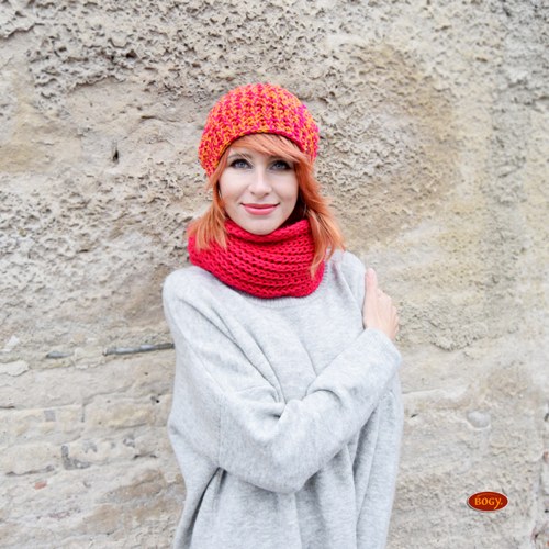 Teplá háčkovaná hučka - mix žluté a růžové — foto 4