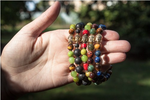 Buddha náramek - býčí oko a achát — foto 3