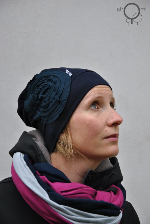 Pletenec 3 šátků. šedá-modrá-lila — foto 2