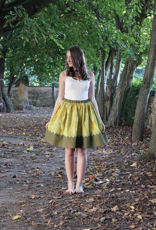 Sukně zelenožlutá S/M...sleva — foto 5