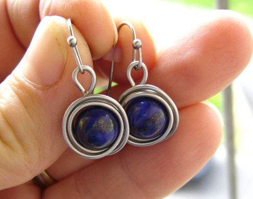NÁUŠNICE s Lapis lazuli/chir.ocel — foto 2